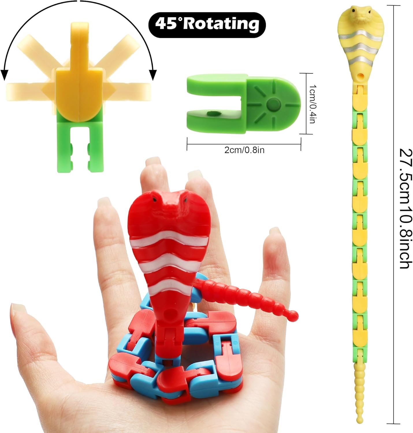 Snake Toys for Kids, Wacky Tracks Snake Fidget Toy for Toddlers, Transformable Snake Toys for Kids Party Favors, Stocking Stuffers, Easter Baskets (Snake, 6 Pack)