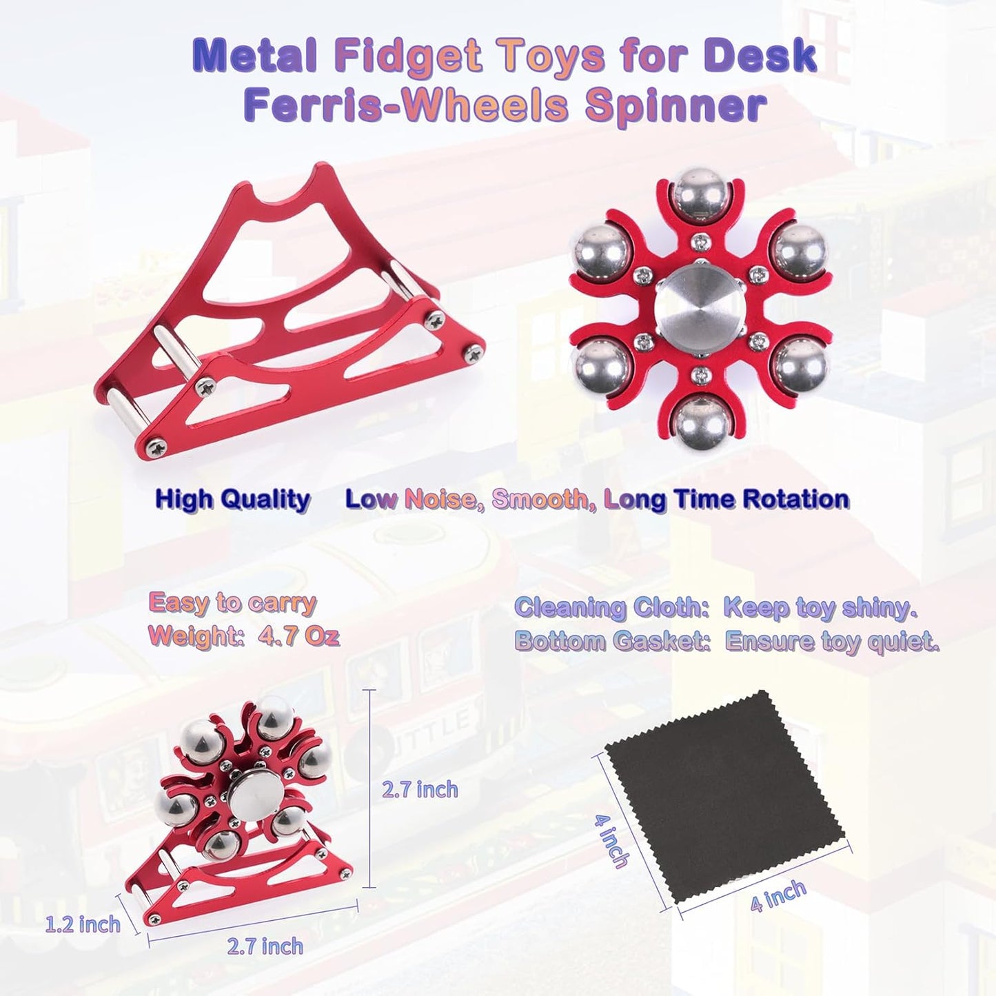 Desk-Fidget-Toys for Ferris-Wheels-Spinner: 4mins Kinetic-Metal-Spinner, Cool-Gadgets-Stuff for Kid Children Teen Adult EDC-Toy, ADHD Tools Stress Relief for Office Home School Men Woman Christmas