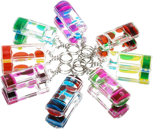 Liquid Motion Timer Key Chain - Sensory Bubbler Toy for Calming Fidget, Stress Relief - Water Bubble Desk Toy for Kids (1Box-8Pcs( Key Chain) Edition)