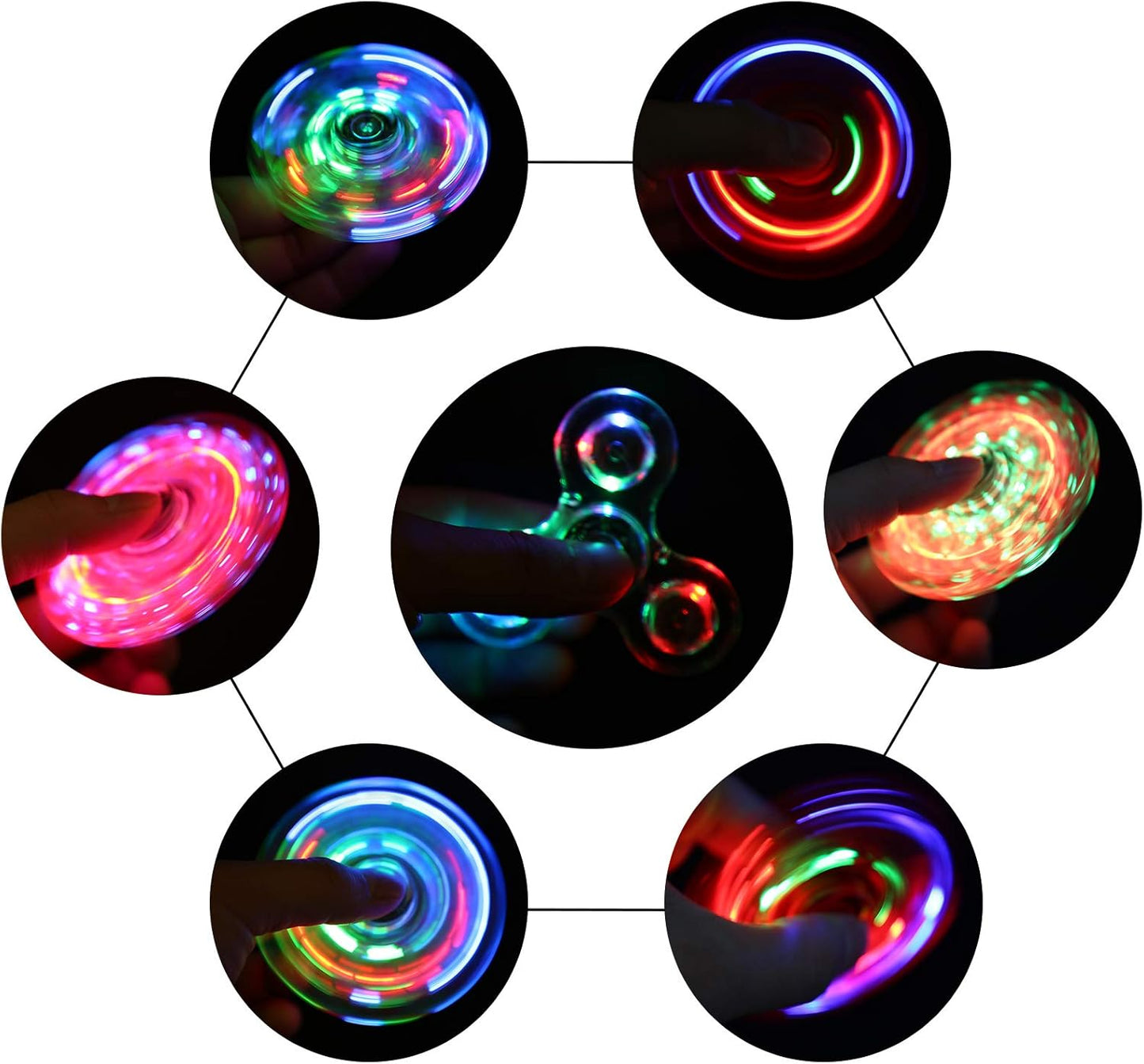 SCIONE LED Fidget Spinners, Light Up Sensory Fidget Toys for Kids, Glow in The Dark Toys for Kids 4-8-12, ADHD Anxiety Stress Relief Toys for Adults, Halloween Classroom Prizes Return Gifts for Kids