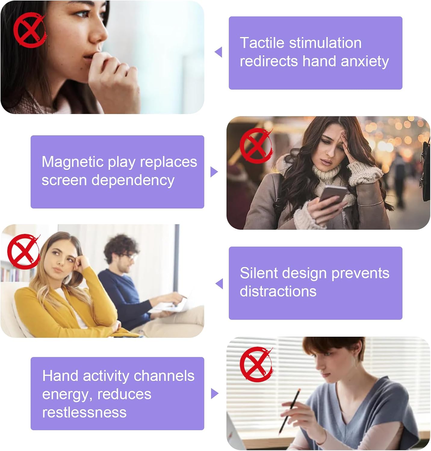 Magnetic Silicone Fidget Balls 8-Pack – Silent, Stress Relief Toys for Adults & Teens (14+) with 4 Textures, Focus & Anxiety Relief, Ideal for Desk & Travel – Soft, Tactile & Relaxing Fidget Toys