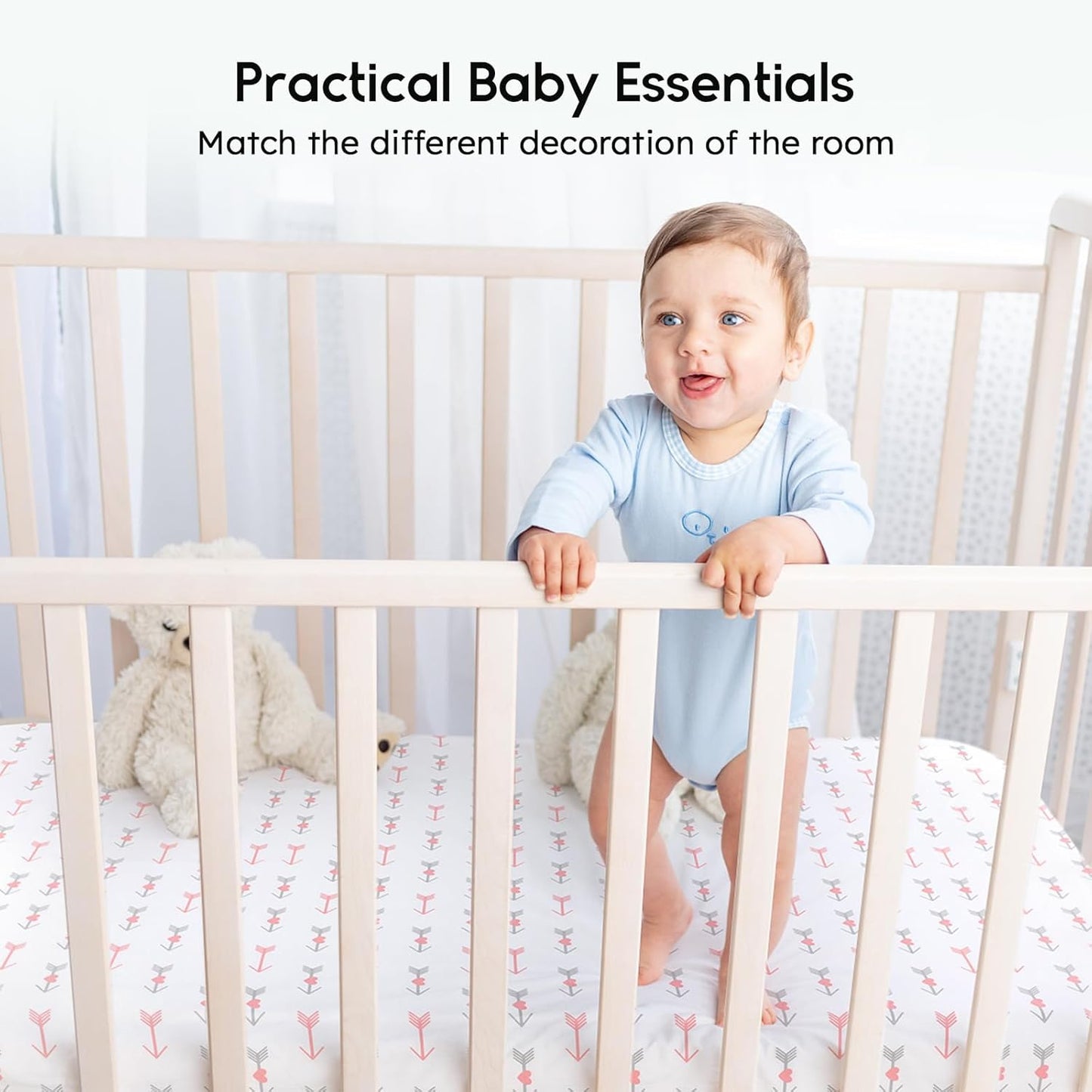 Yoofoss Baby Crib Sheets for Boys Girls, Fitted Crib Sheet 2 Pack for Standard Crib and Toddler Mattress, Super Soft Microfiber Baby Sheet 28x52x8in(Arrow)