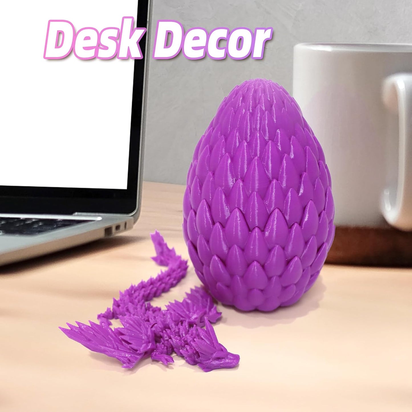 Upgraded 3D Printed Flying Dragon in Egg - Surprise Egg with Flexible Winged Dragon Inside, Mystery Beautiful Fidget Toy, Birthday Gift, Desk Figure Decor (Grape Purple)