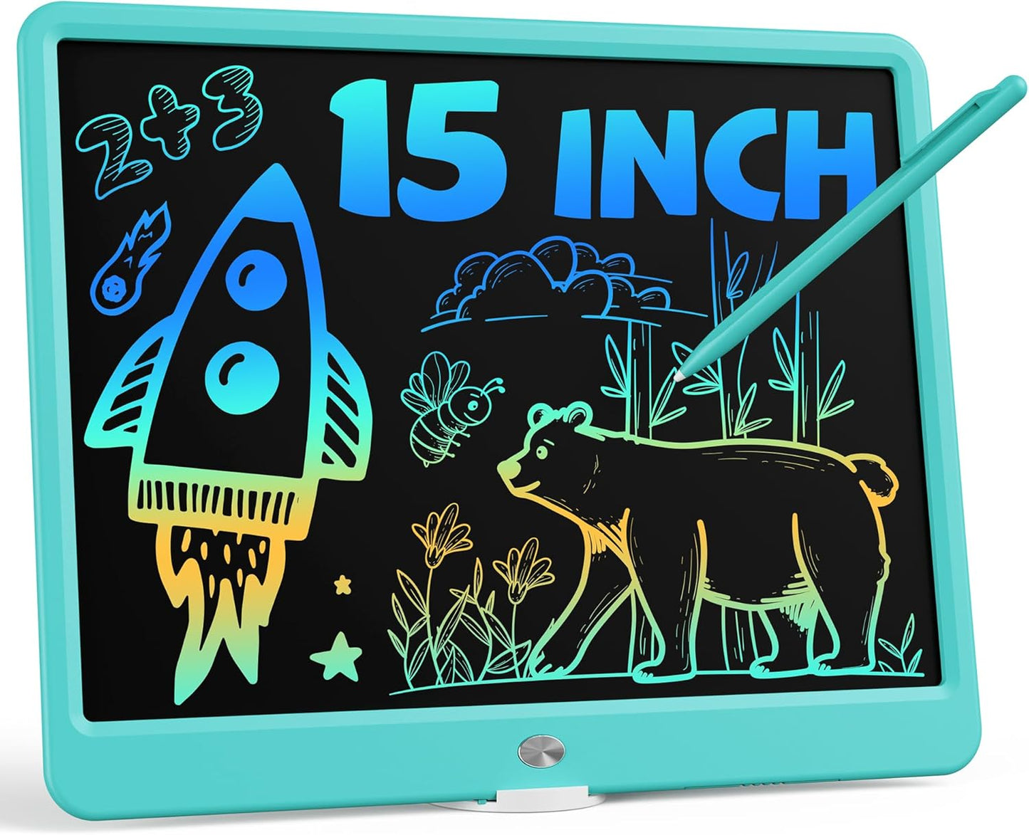 Bravokids 15 Inch LCD Writing Tablet for 3 Year Olds - Electronic Drawing Pad and Doodle Board as Educational Birthday Gifts for Girls and Boys (Blue)
