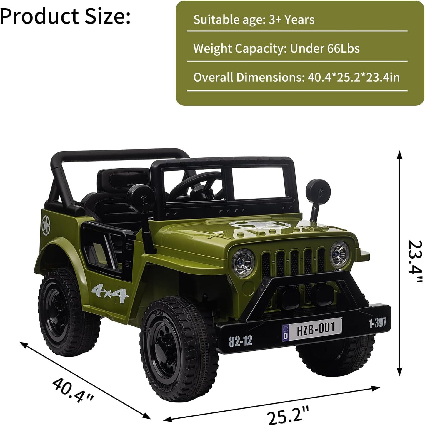 Ride on Truck Car, 12V Electric Ride on Car with Remote Control, MP3, LED Lights, Suspension System, Double Doors, Safety Belt, Ride-on Toy for Kids Aged 3-8 Years