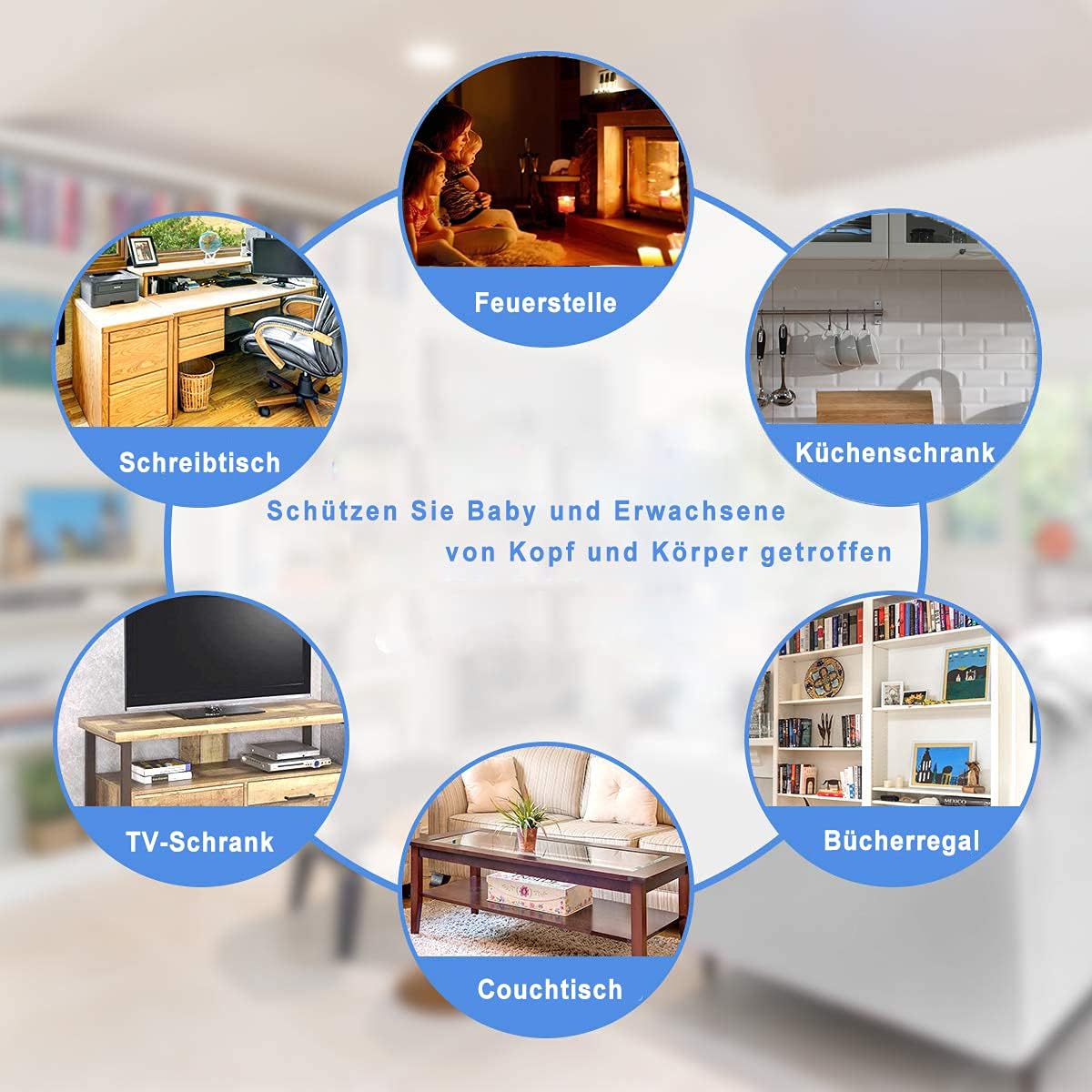 Edge Protector 100% Silicone, Baby Proofing Corners Clear Guards, Pre-Tape Adhesive Soft for Kids Safety, Child Table Cabinets Furniture Bumper (4/5x4/5 in, 6 FT)