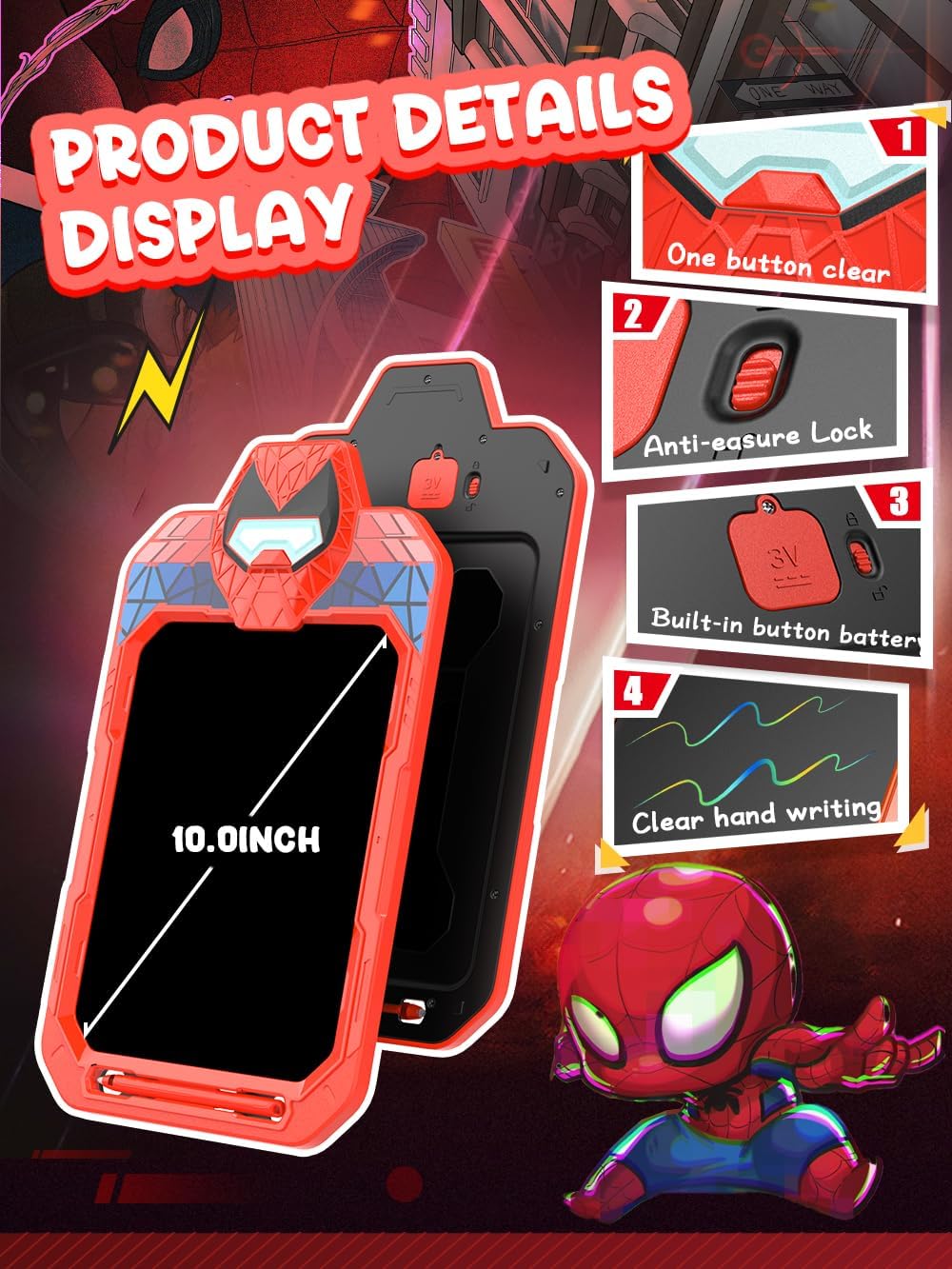 LCD Writing Tablet Doodle Board 10 Inch, Colorful Drawing Pad, Electronic Drawing Tablet, Drawing Pads,Travel Gifts for Kids Ages 3 4 5 6 7 8 Year Old Girls Boys (Alien Warrior)