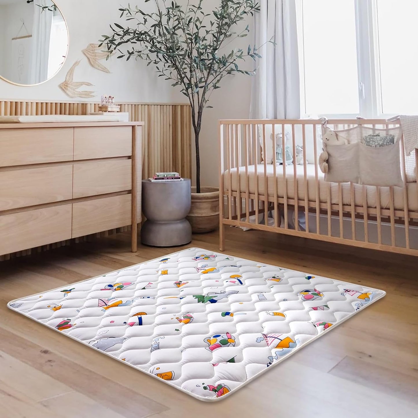 Vibe bear High-Density Foam Baby Play Mat,36x36 Inches Thicken One-Piece Infants Crawling Mat,Comfortable and Soft Baby Playmat,Non Slip Washable Floor Mat for Babies,Infants,Toddlers