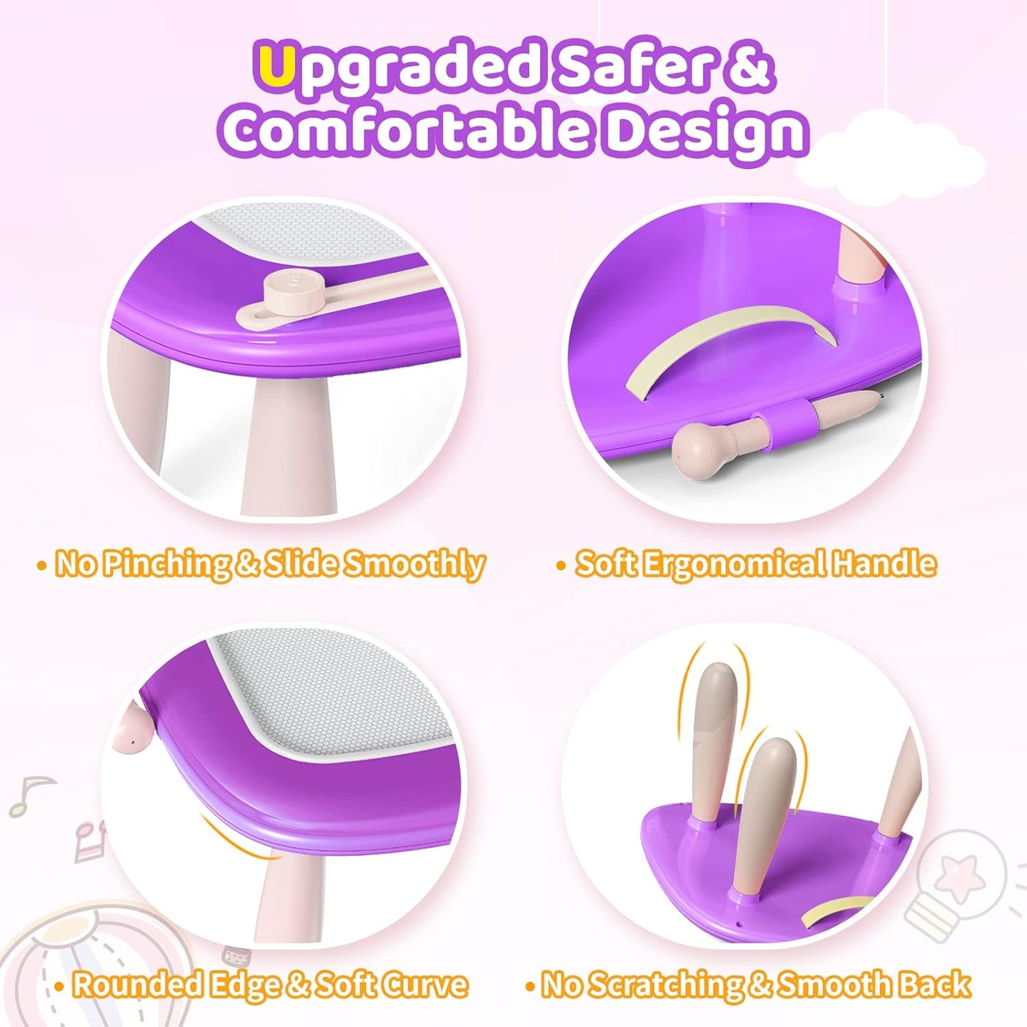 Kikidex Toddler Magnetic Drawing Board, Age 1-3, Purple, Toddler Girl Toys, Doodle Board Pad, Learning & Educational Toys for 1-3 Year Olds, Includes Board, Pen, 4 Table Legs