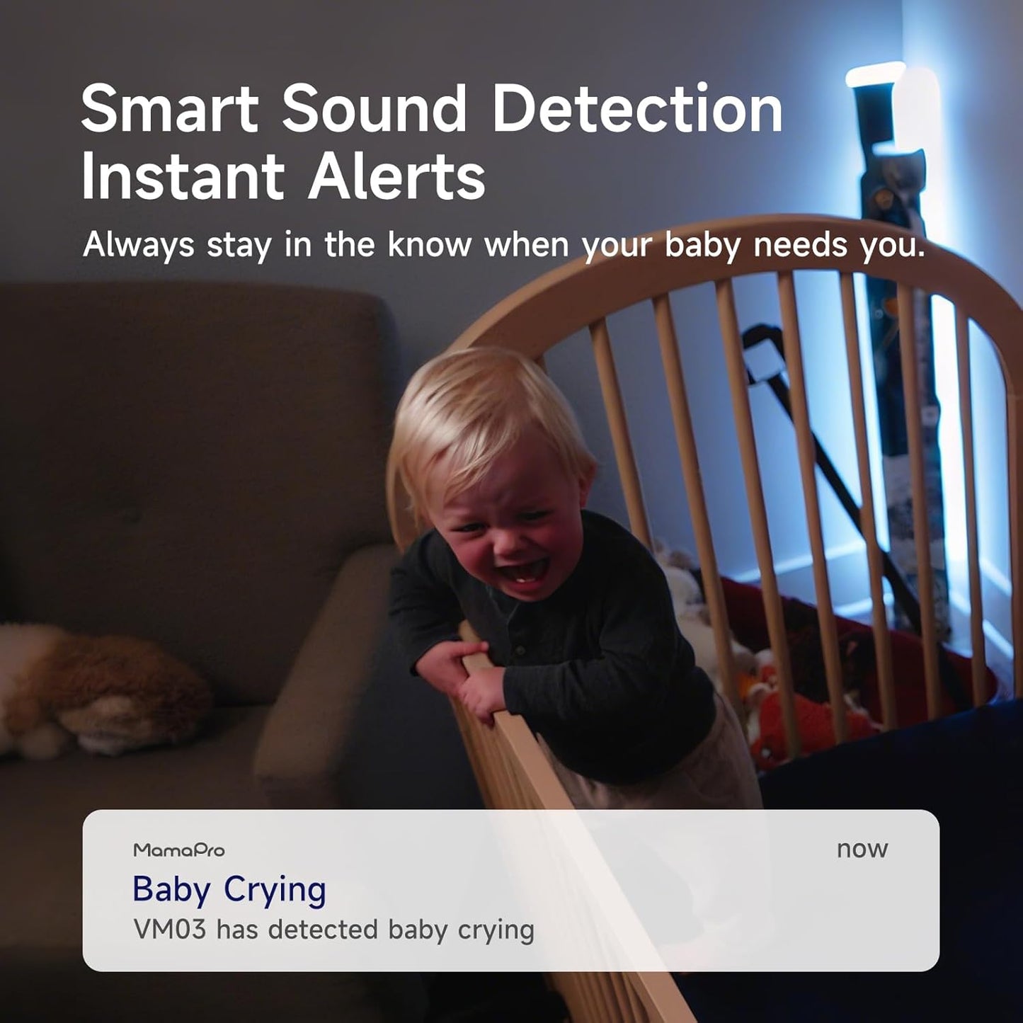 WiFi Baby Monitor with Camera and Audio - 2K Color Night Vision, WiFi Video Baby Monitor - 355° Pan/70°Tilt, AI Motion/Cry/Temp/Humidity Alerts, 2-Way Audio, App for 20 Users, 8 Lullabies