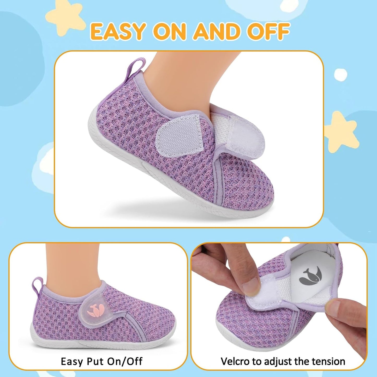 FEETCITY Toddler Walking Shoes Slip On Toddler Shoes Boys Girls Kids Sports Sneakers Casual School Shoes Barefoot Shoes