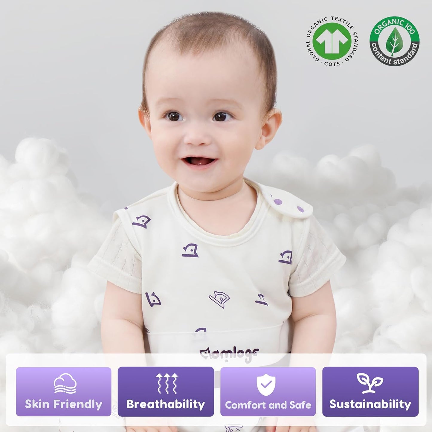 PuppyNap Organic Cotton Sleep Sack 2-Pack Set, 6-12 Months, Toddler Sleep Sack with 2-Way Zipper, Letter Land