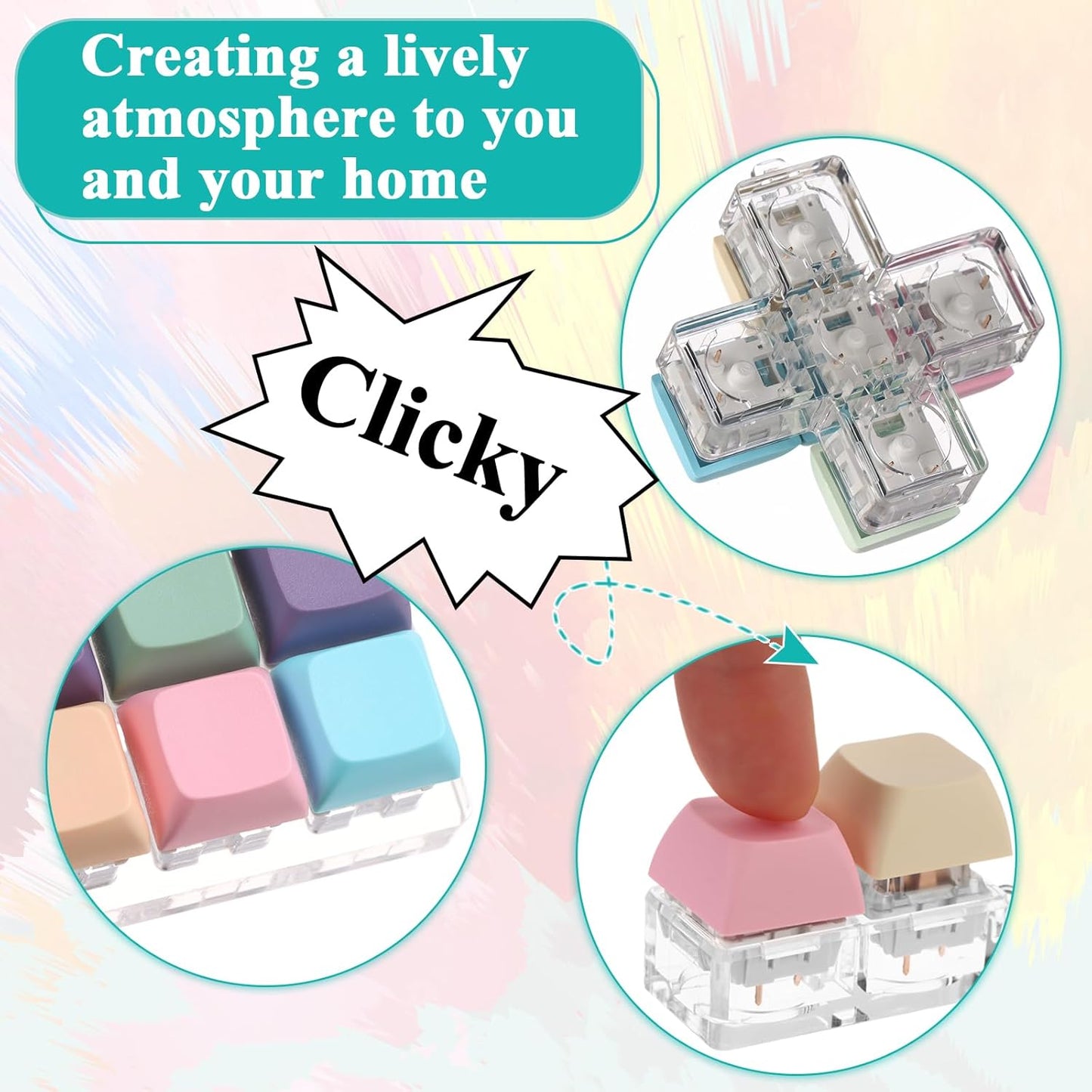 6Pcs Keyboard Fidget Toy Keyboard Fidget Keychain Decompression Toys Fidget Clicker Keyboard,Fidget Keychain Stress Relief Gifts for Adult to Relief Stress Pass The Time