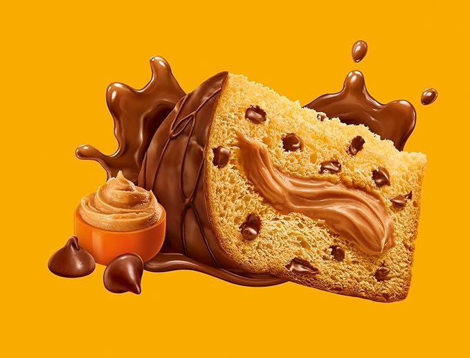 Bauducco Chocottone Peanut Butter - Moist & Fresh Cake, Traditional Italian Recipe with Fudge Topping, Filled with Peanut Butter and Chocolate Chips, 16.0 oz (Pack of 1)
