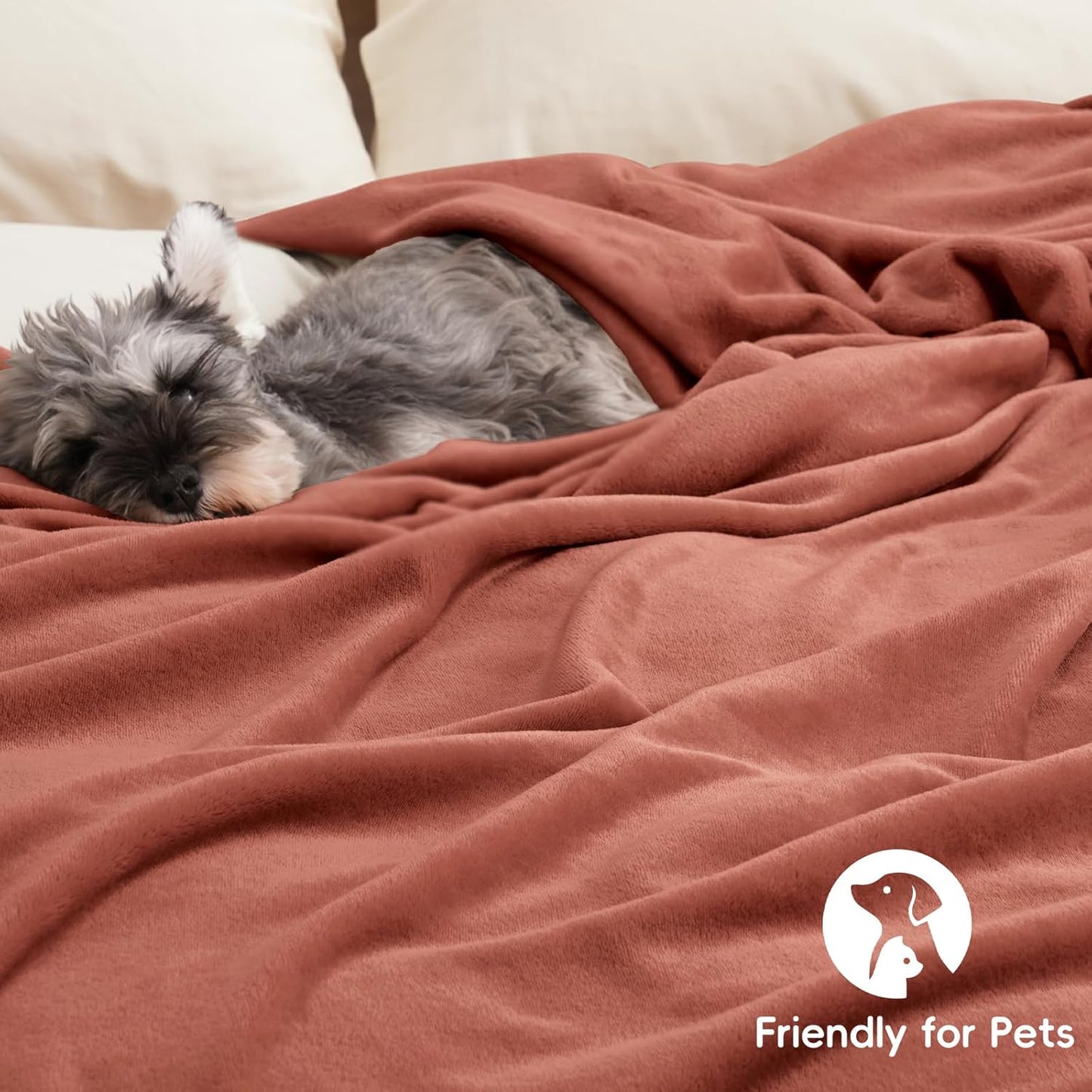 PHF Ultra Soft Fleece Blanket Twin Size, No Shed No Pilling Luxury Plush Cozy 300GSM Lightweight Blanket for Bed, Couch, Chair, Sofa Suitable for All Season, 66" x 90", Brick Red