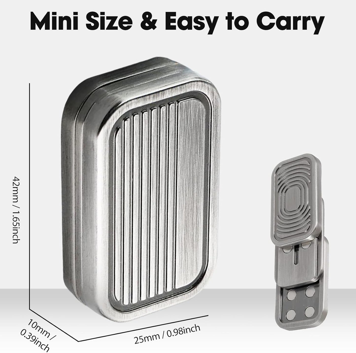 Fidget Slider 3 Layer EDC Gadgets Toy, Metal Magnetic Haptic Fidget Toys for Adults Anxiety/ADHD/Stress Relief, Gift for Boyfriend, Husband and Father (Silver)