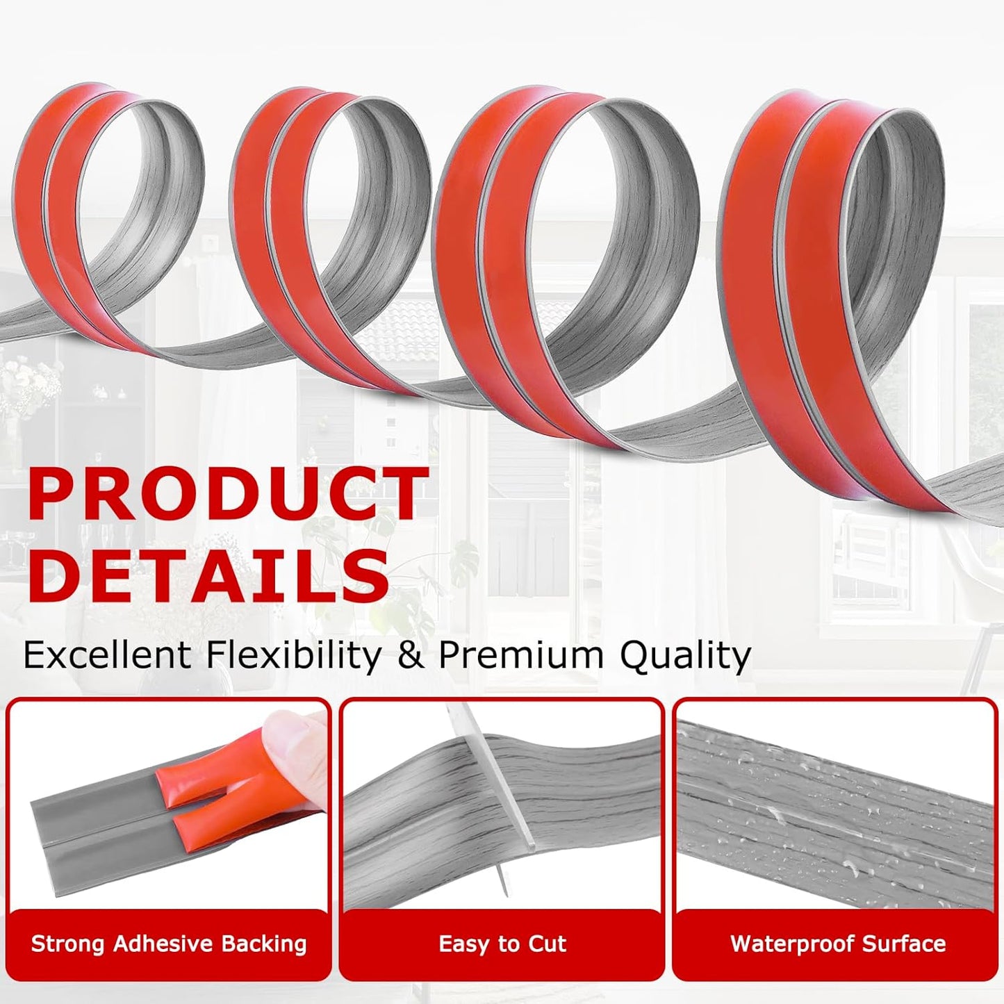 Flexible Wall Corner Protector Moulding Trim Peel and Stick Wall Corner Guards Edge Protector Self Adhesive Molding Trim Strip for Edge Ceiling (Light Gray Wood Grain, 2.4 in x 20 Ft)