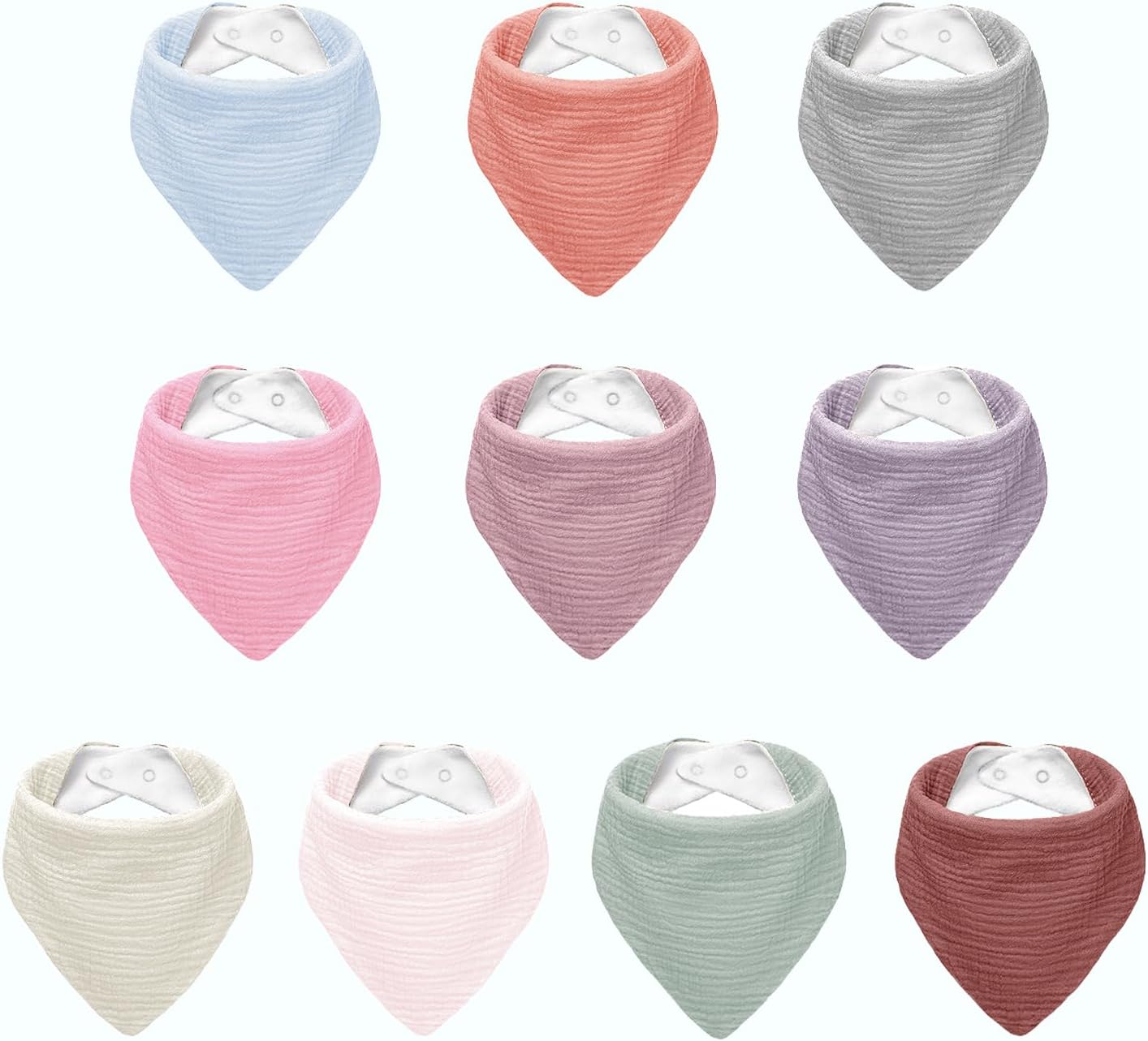 Muslin Baby Bibs,Soft Triangular Baby Bandana Drool Bibs for Baby Boy Girl,Solid Colors Bib for Drooling Teething
