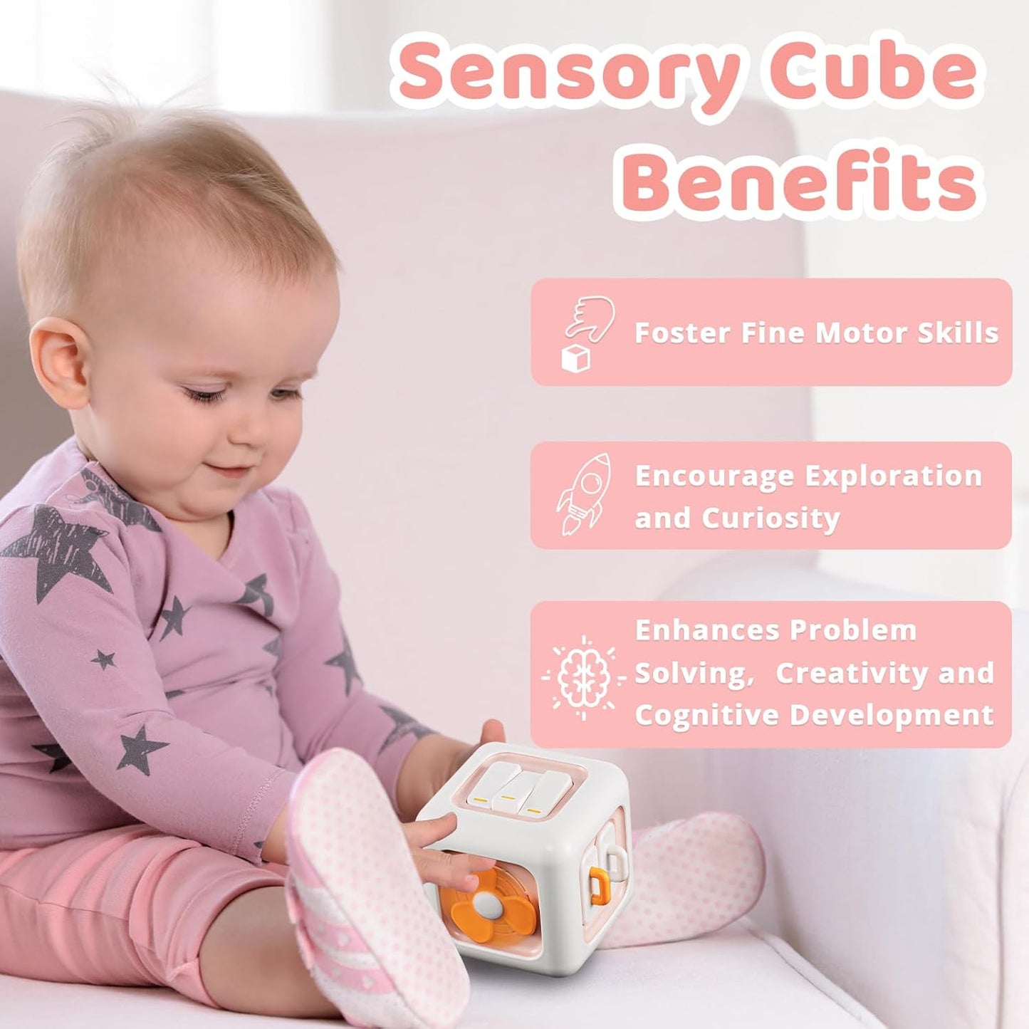 Busy Cube Toys for 1 Year Old Girl Gifts, Montessori for Baby Girl, Travel Sensory Toys for Toddlers 1-3, Learning Fine Motor Skills| 1st Birthday Girl Gifts 12 Months +