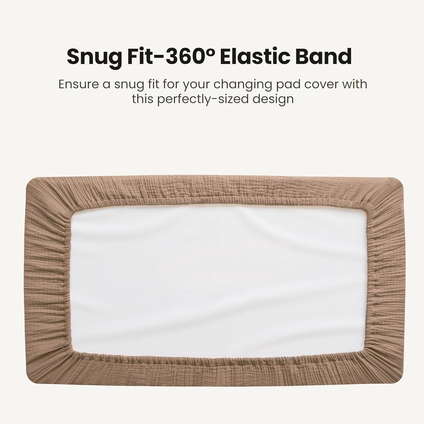 Konssy Waterproof Muslin Changing Pad Cover 2 Pack, Quilted Cotton Fitted Diaper Changing Table Cover, Soft Changing Pad Sheets for Girls Boys (Brown, Cream)