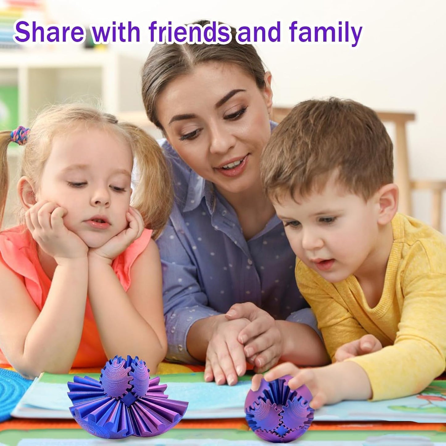 Gear Ball 3D Printed Fidget Toy, Gear Sphere Desk Toy, Stress and Anxiety Relief Ball for Adults at work/study/travel