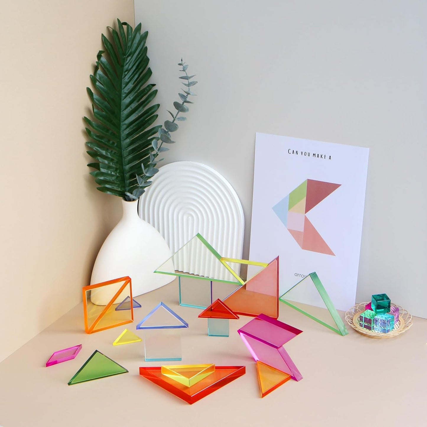 Light Experiment Loose Parts Learning Kit, Light Table Transparent Materials, STEAM Activitis for Kids 3+, Montessori & Reggio Inspired Kindergarten Preschool Classoom Accessary (Regular Size)