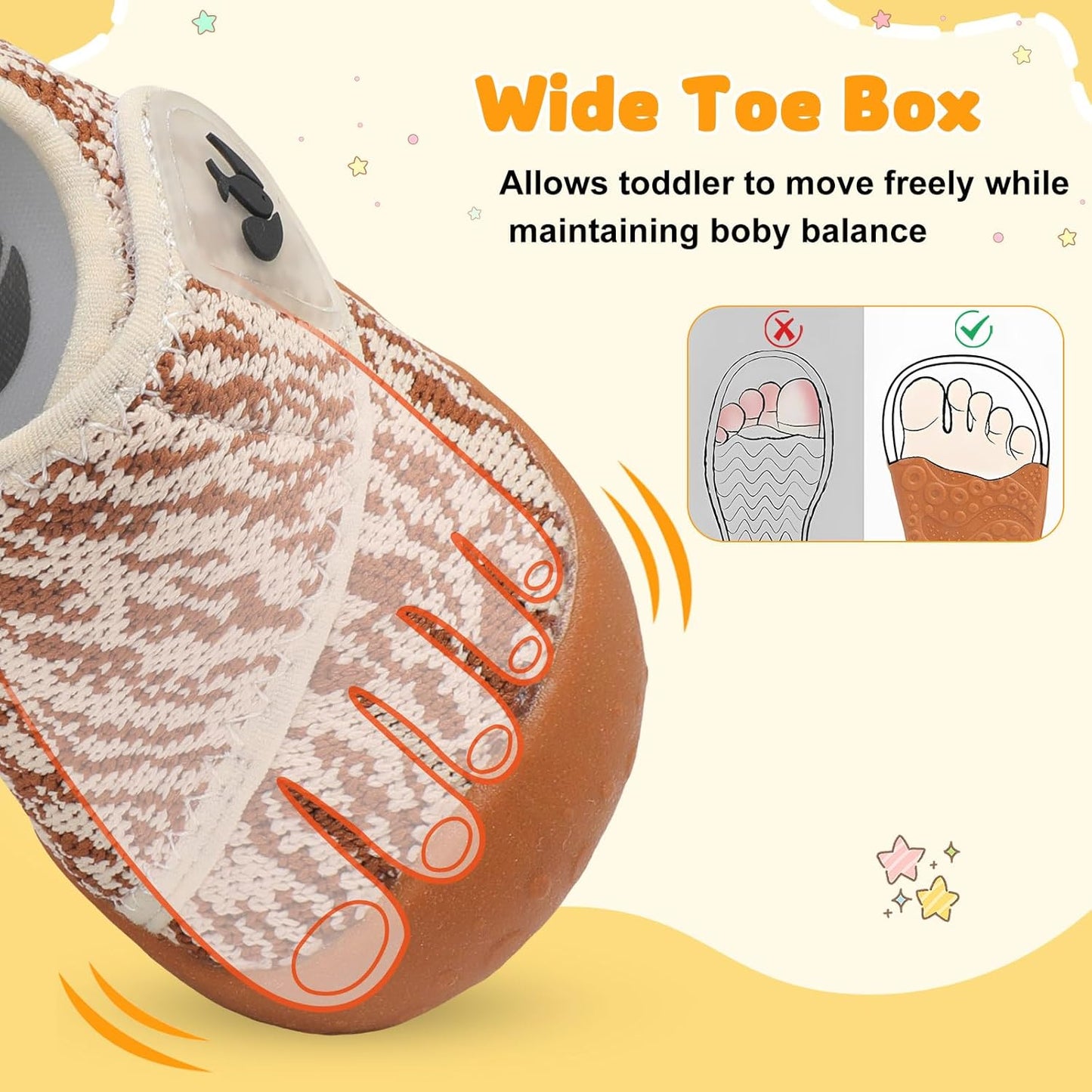 FEETCITY Baby First Walking Shoes Wide Baby Shoes Infant Sneakers Newborn Crib Shoe Barefoot Lightweight Slip On Shoe