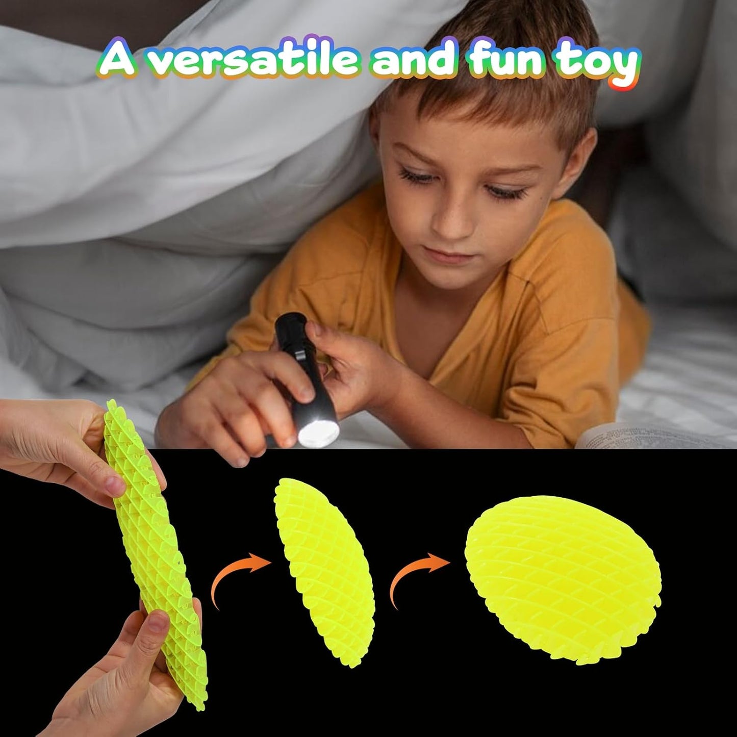 Night Glow Worm Fidget Toy, Funny Pocket Fidget Toy, Stress Relief Toy, Resistance Fidget Toys Sensory Stress Anxiety Relief Toys for Kids Adults (Pink)