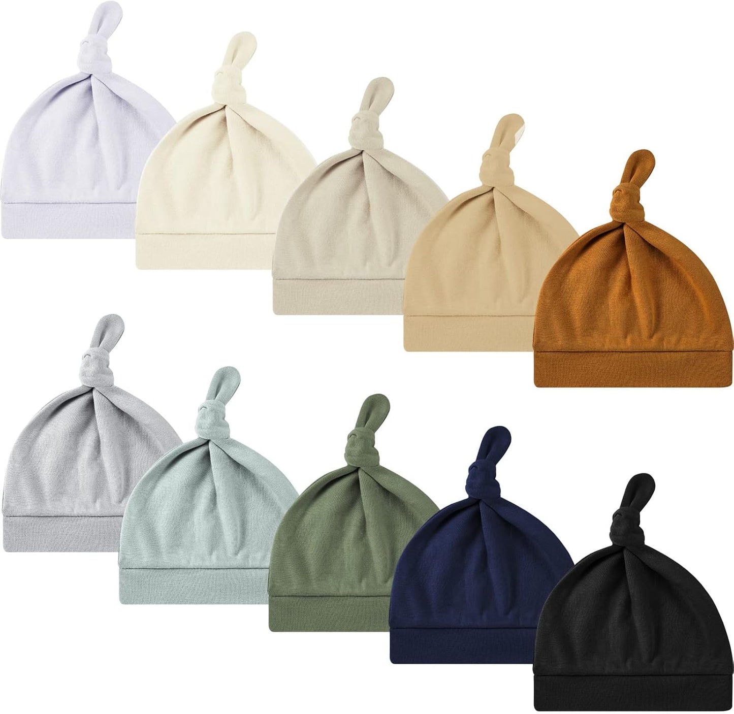 10 Pcs Baby Newborn Hats Set Stretchy Knot Beanie Hats for Boy Girl Baby Cute Cap Infant Beanies, 10 Colors, 0-6 Months