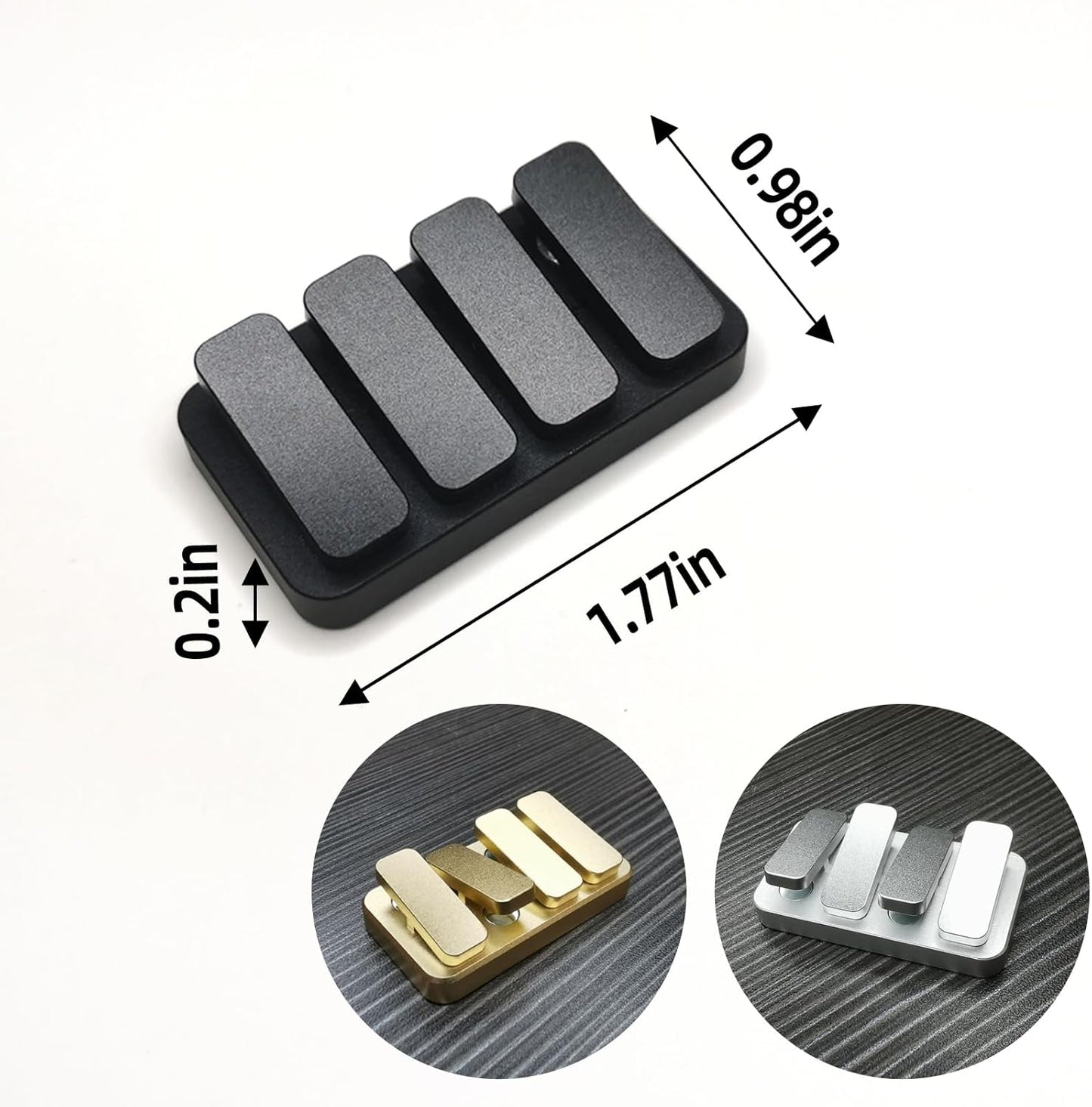 Premium Magnetic Metal Fidget Slider - EDC Haptic Clicker Stress Relief Toy for Adults, Anxiety & ADHD Relief, Pocket-Sized, Durable, Quiet Control, for Men & Women.(Gloden)