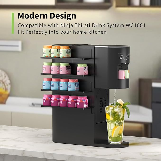 Flavor Storage Holder Compatible With Ninja Thirsti , Side-mounted 4-tier flavore water drops organiser, space-saving design, easy to access,Holds 20 Flavore Water Drops