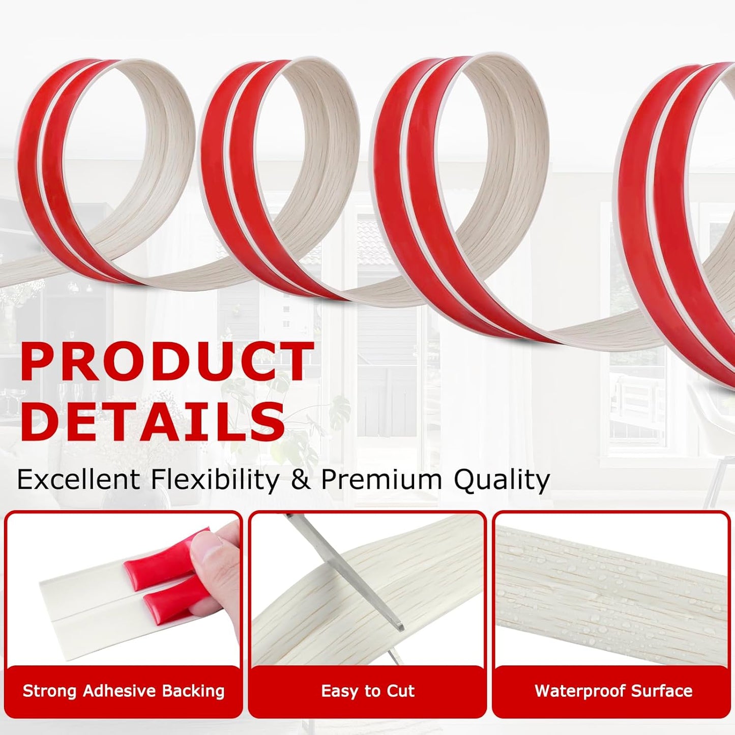 Flexible Wall Corner Protector Moulding Trim Peel and Stick Wall Corner Guards Edge Protector Self Adhesive Molding Trim Strip for Edge Ceiling (Beige Wood Grain, 2.4 in x 40 Ft)