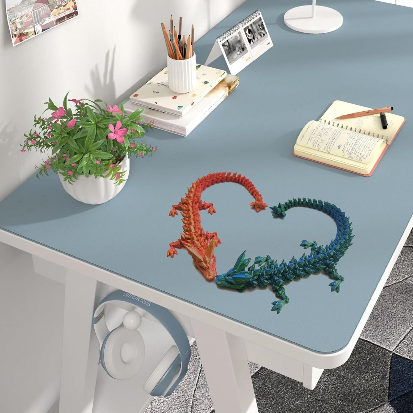 2PCS 12 Inch 3D Printed Dragon, Mystery Crystal Dragon, 3D Printed Articulated Dragon, Home Office Executive Desktop Decoration Toys, Autism/ADHD