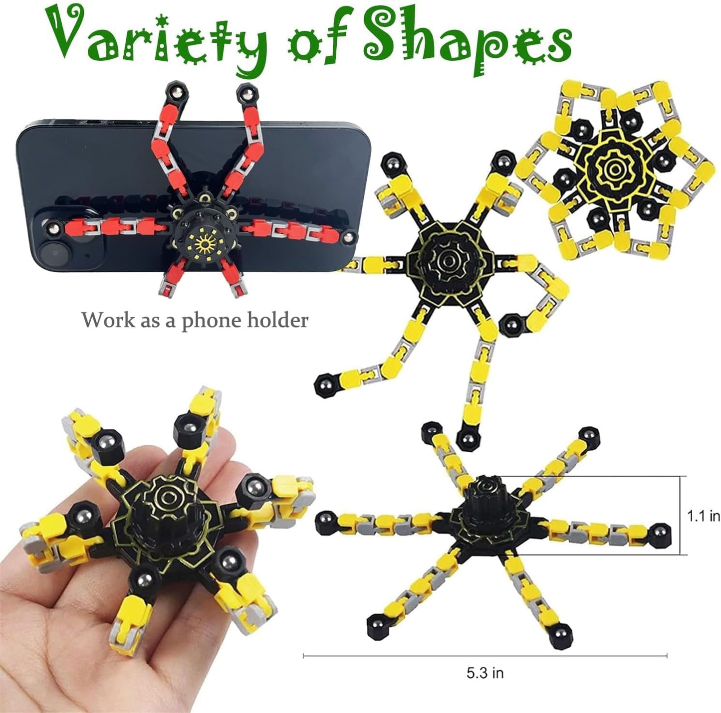 20 Pcs Transformable Fidget Spinner, Fidget Toys Bulk for Adults, Transformable Chain Robot Finger Toy DIY Deformation Robot Mechanical Spinners Stress Relief Fidget Toy for Teens Adults