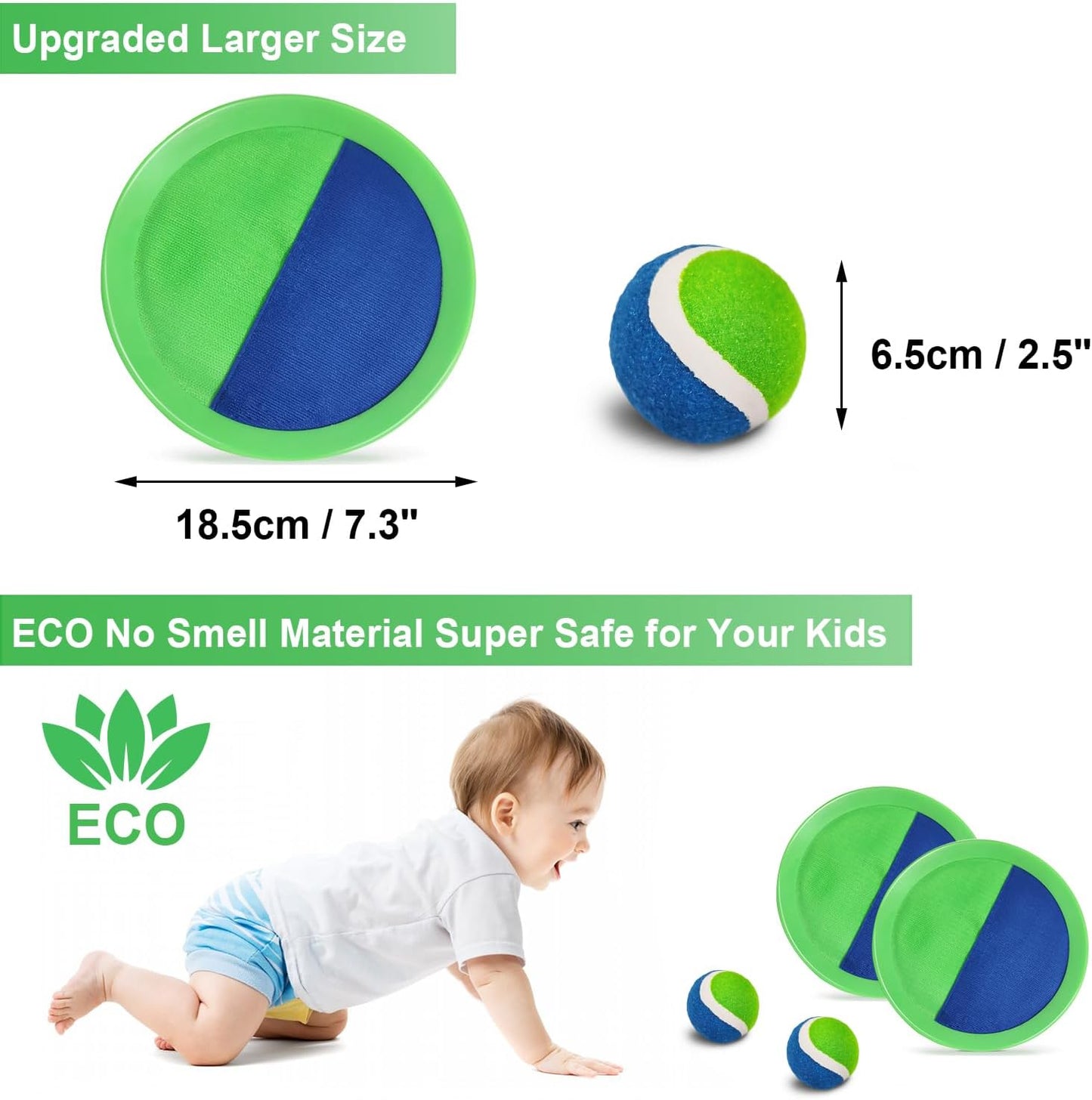 Jalunth Ball Catch Set Game Paddle - Beach Toys Back Yard Pool Outdoor Games Backyard Camping Throw Catch Toss Age 3 4 5 6 7 8 9 10 11 12 Years Old Boys Girls Kids Adults Family Outside Easter Gifts