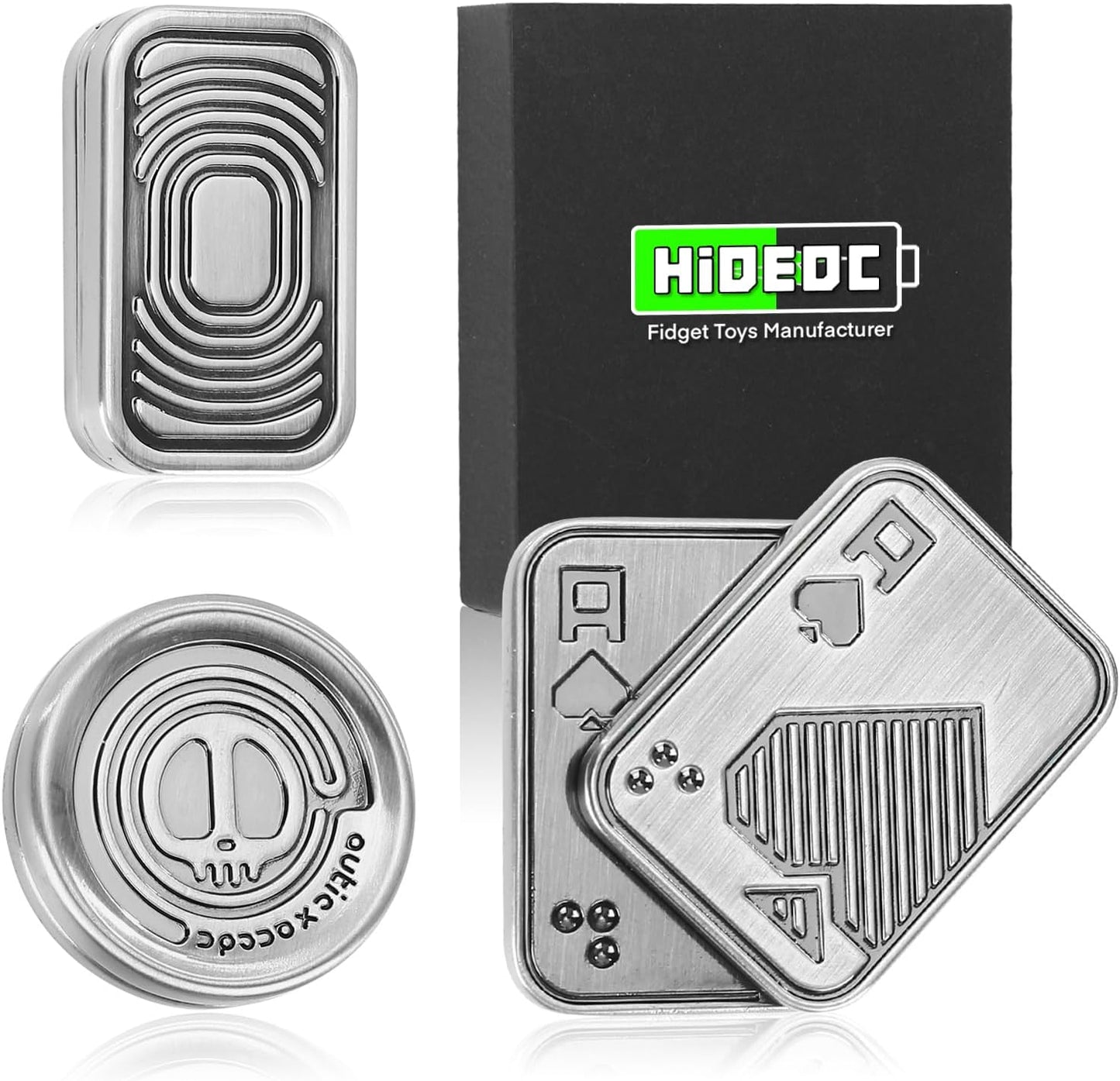 Metal Fidget Toys Gift Pack, Fidget Slider Haptic Coin EDC Fidget Toy for Adults, Home Office Executive Desk Toys Gift for Him, Perfect for ADHD/ADD/Autism (Silver)