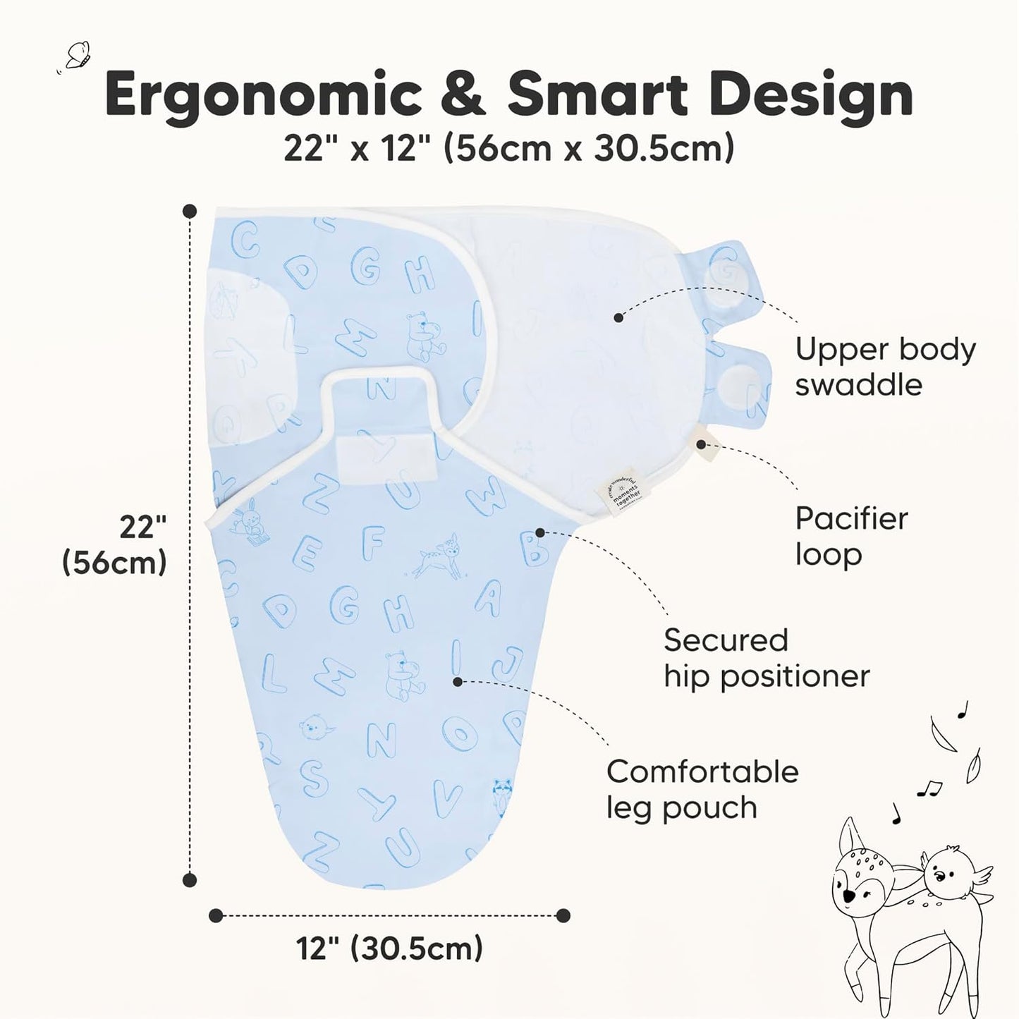 3-Pack Organic Baby Swaddle Sleep Sacks - Swaddles for Newborns, Infant 0-3 Months, Baby Girls, Boys, Soft & Snug Newborn Sleep Sack, Nursery Swaddling Blankets (ABC Land Cloud)