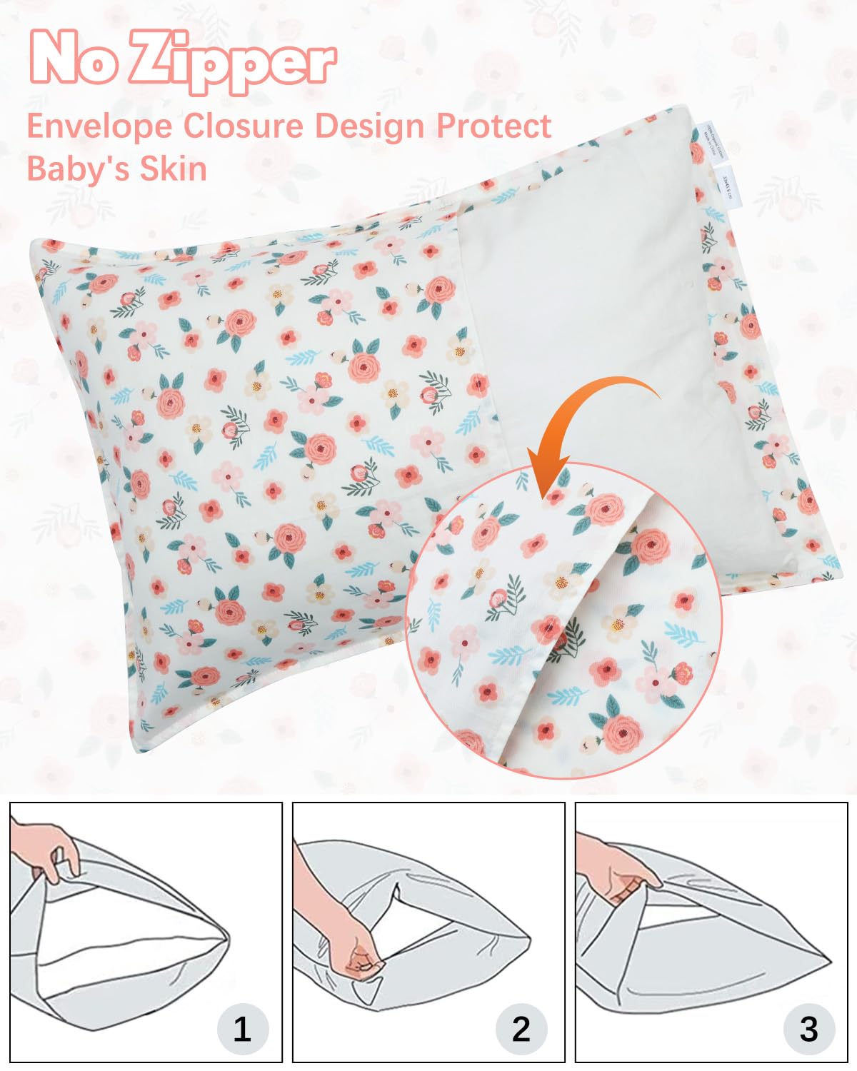 ALVABABY Toddler Pillowcases 2 Pack Organic Cotton Kids Pillow Cover Fit 13"x 18" or 12"x24" Envelope for Girl Boy Sleepy Travel