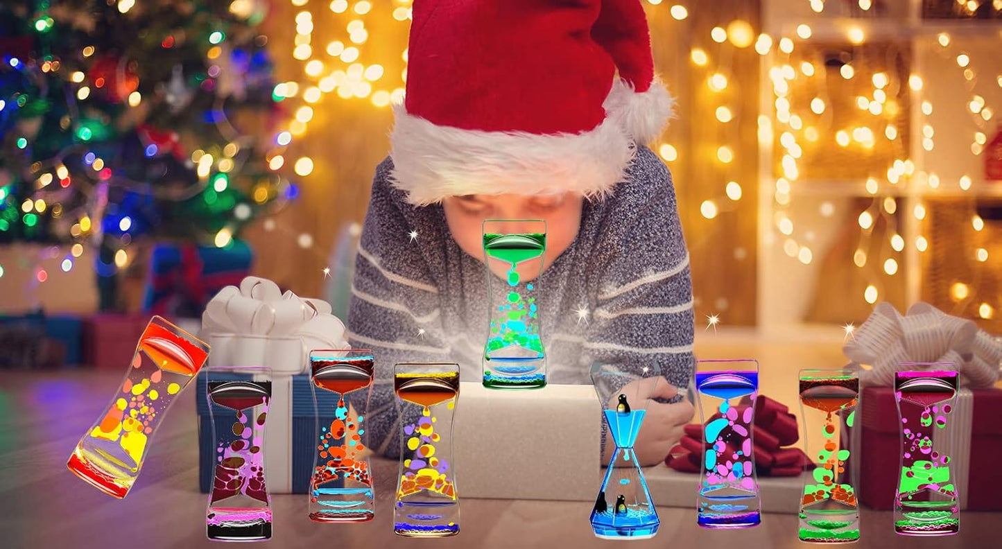 Purple Yellow Liquid Motion Bubbler Timer Set of 1 for Sensory Toys, Drop Oil Water Fidget Liquid Timer for Autism Toys, Relaxing Activity, Home Office Desk Toys, Holiday Stocking Filler