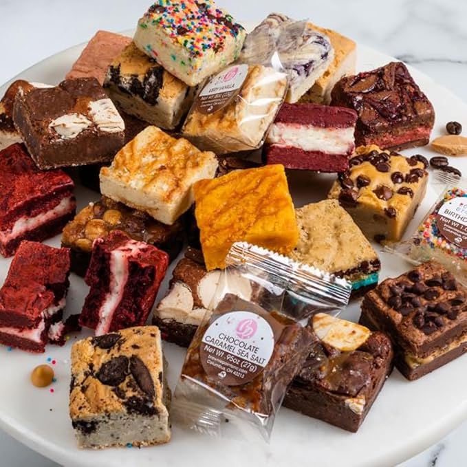 Brownie Points Baby Brownies, 36-Individually Wrapped, Fine and Fresh Ingredients, Gift Box and Gifts Baskets for all Occasions, Fudge Chocolate Brownies, Baked from Scratch, Gourmet Sweet Desserts