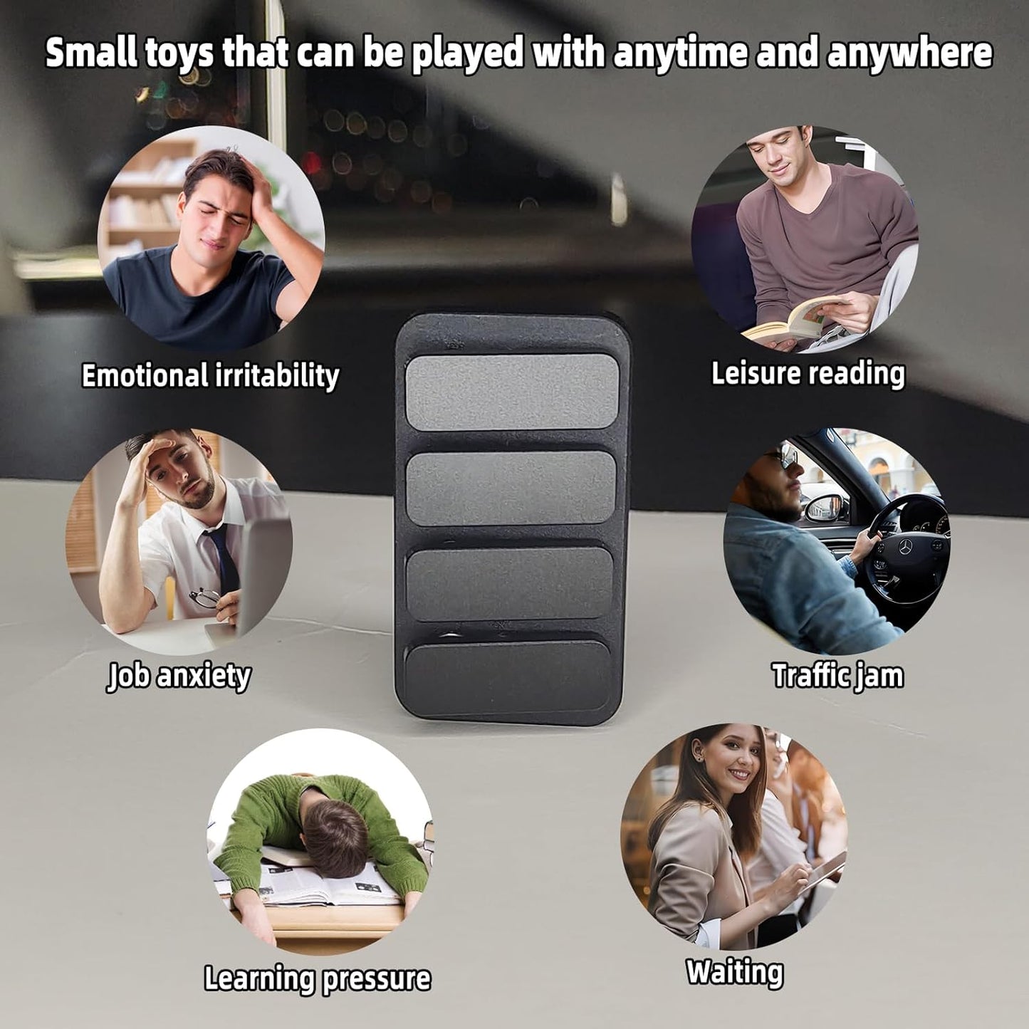 Premium Magnetic Metal Fidget Slider - EDC Haptic Clicker Stress Relief Toy for Adults, Anxiety & ADHD Relief, Pocket-Sized, Durable, Quiet Control, for Men & Women.(Black)