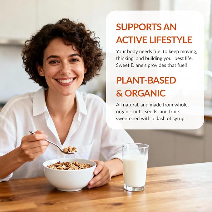 Sweet Diane’s Granola – Family Size (36 oz) Protein Crunch Organic Granola, Low-Sugar, High-Fiber, Gluten-Free, Vegan, Delicious Breakfast and Snack Topper