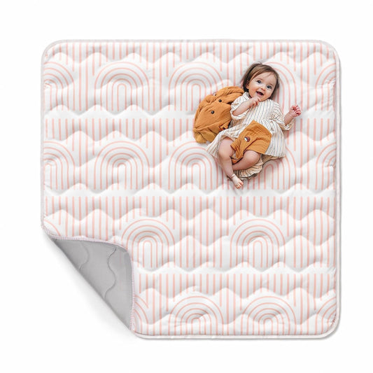 Mallify Baby Play Mat 50"x50", Non-Slip Baby Mat for Floor, Soft Thicker Playpen Mat, Portable Playmat, Crawling Mat for Infants, Babies, Toddlers, Activity Mat, Pink