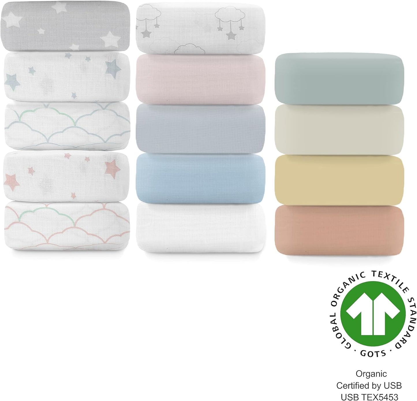 Newton Baby Mini Crib Fitted Sheets (2-Pack) | Organic Muslin Cotton, Ultra Breathable & Soft Baby Sheets, Machine Washable Baby Mattress Sheets, Fits Any Mini Sized Crib 24" x 38", Oatmeal