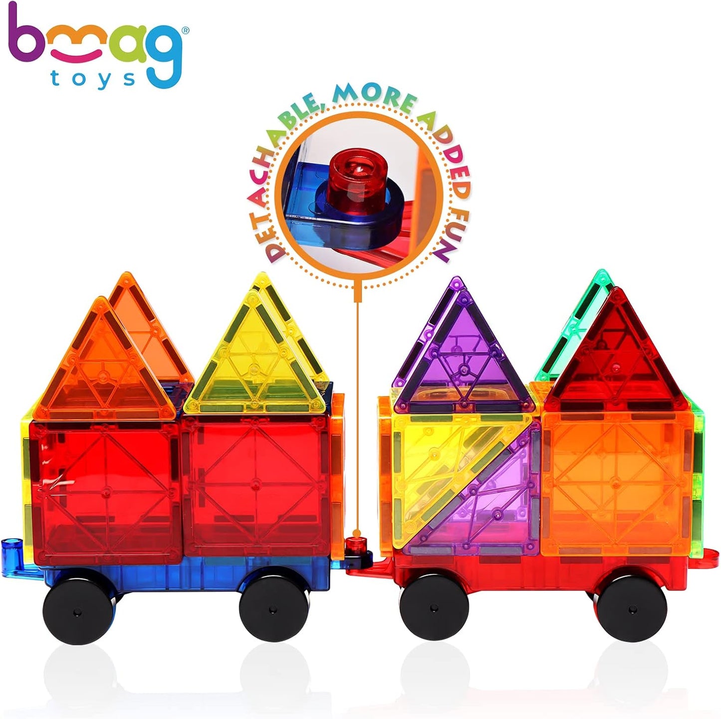 Bmag 2PCS Magnetic Car Set,Construction Vehicle Building Tiles,Magnet Toys Compatible with Magnetic Tiles,STEM Educational Toys for Boys and Girls