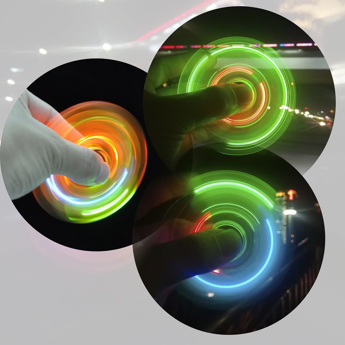 FIGROL 2 Pack Fidget Spinners｜LED Light Up Crystal Fidget Spinners for Children｜Glow in The dark Goodie Bag Stuffers Classroom Prizes Return Gifts