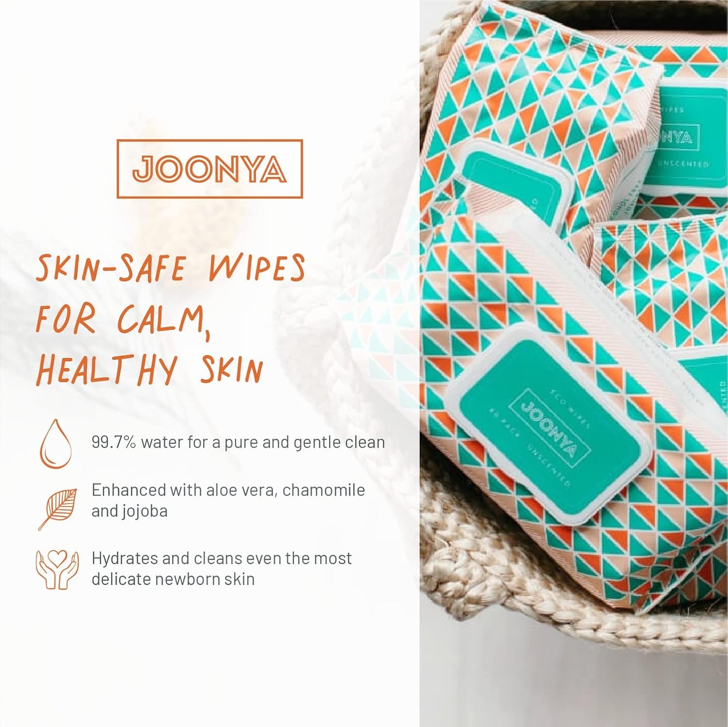 JOONYA Unscented Baby Wipes — Plant-Based, Fragrance-Free Bulk Diaper Wipes | Hypoallergenic, Non-Toxic & Biodegradable Wet Wipes for Sensitive Newborn Skin | 12 Packs of 80 Wipes (960 Total)
