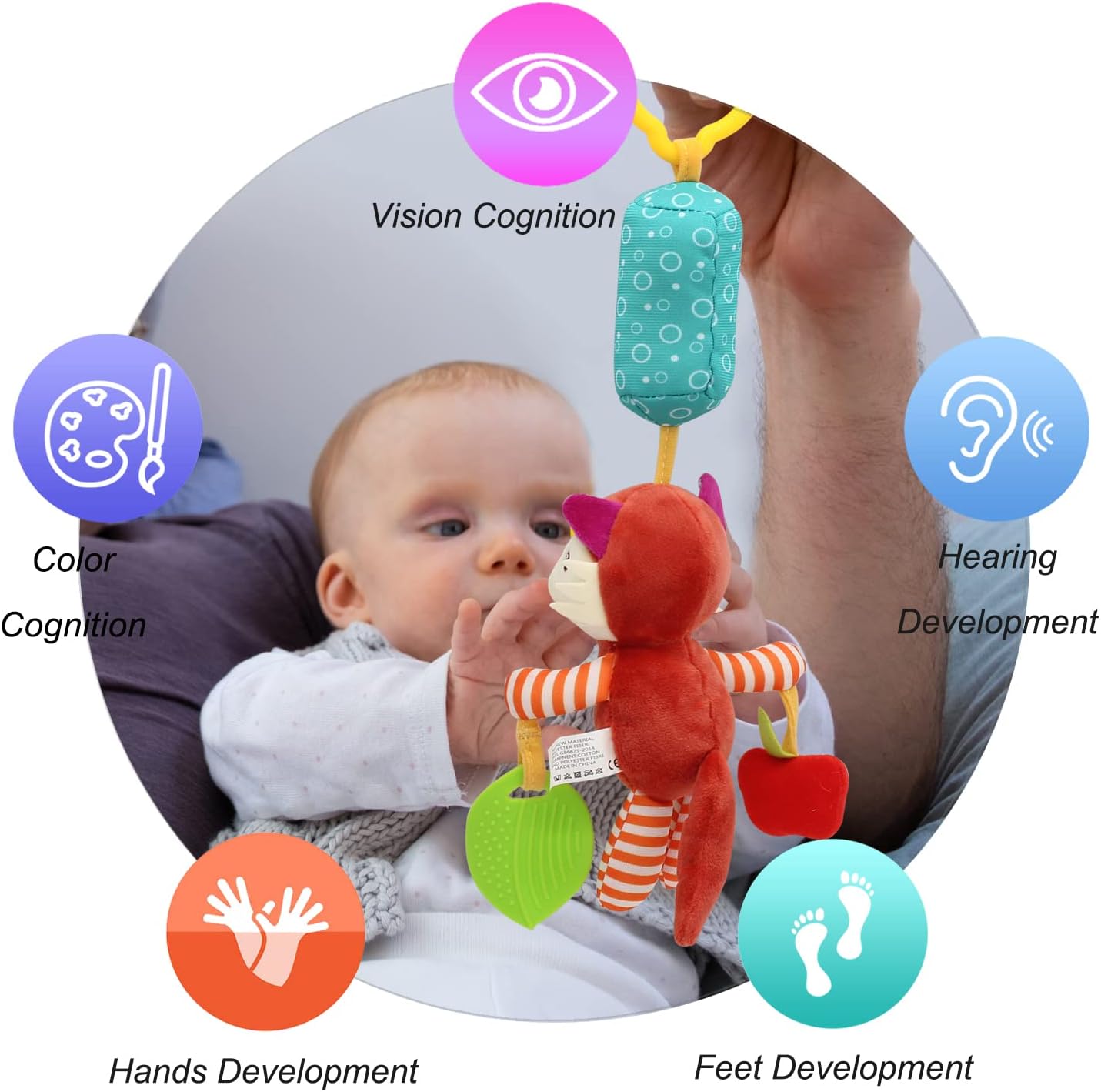 BLOOBLOOMAX Sock rattles for Babies 0-24 Months Baby Animal Foot Finder Educational Toys