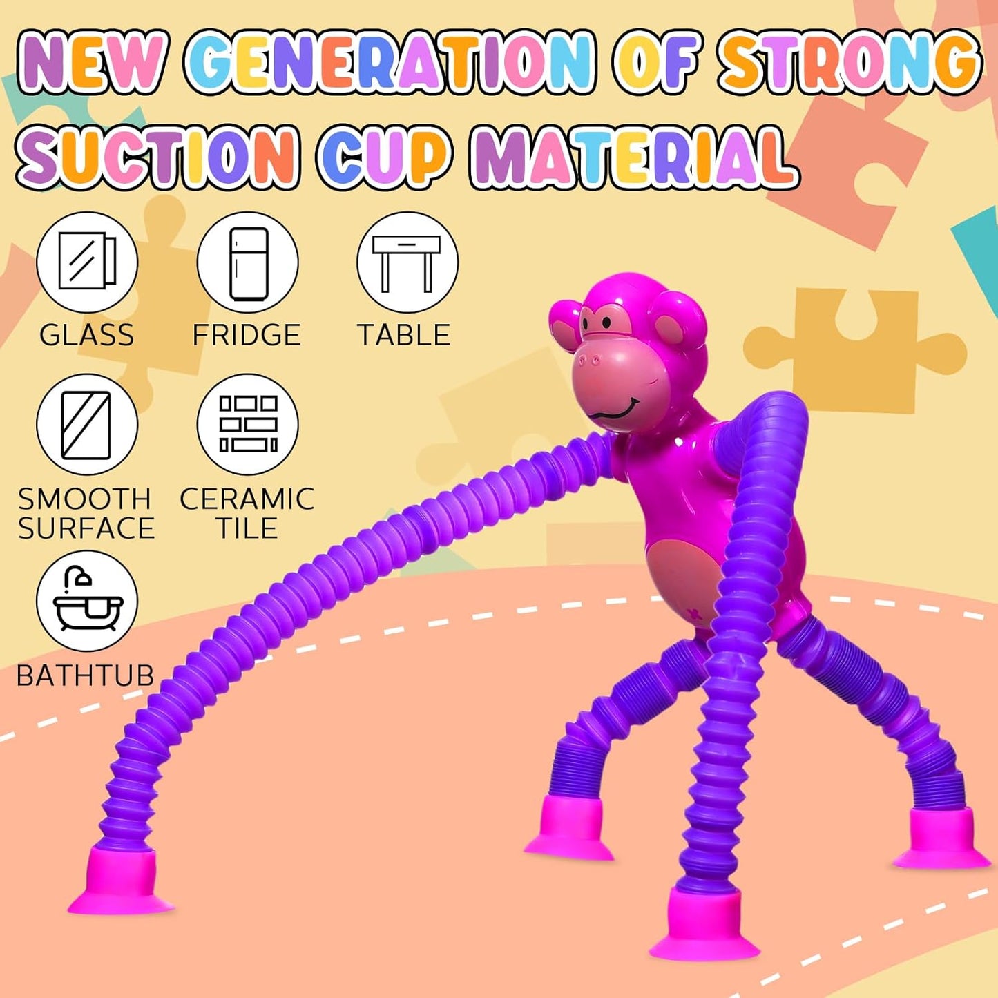 12 Pack Telescopic Suction Cup Toys, Monkey Dog and Giraffe Sensory Toys Fidget Toys Fun Stocking Stuffers for Teens (Luminous)