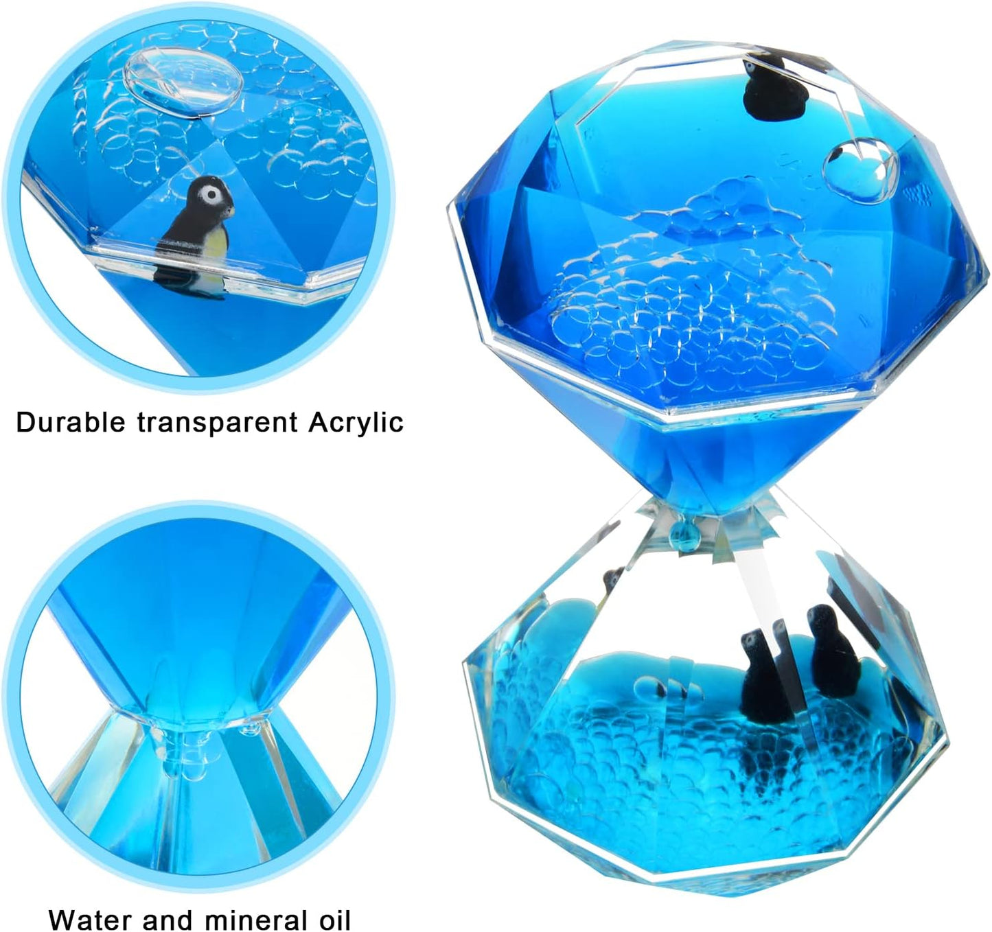 Coitak Liquid Motion Bubbler Timer for Sensory Play, Fidget Toy, Desk Top, 3 Pack, Assorted Colors (Style-2)